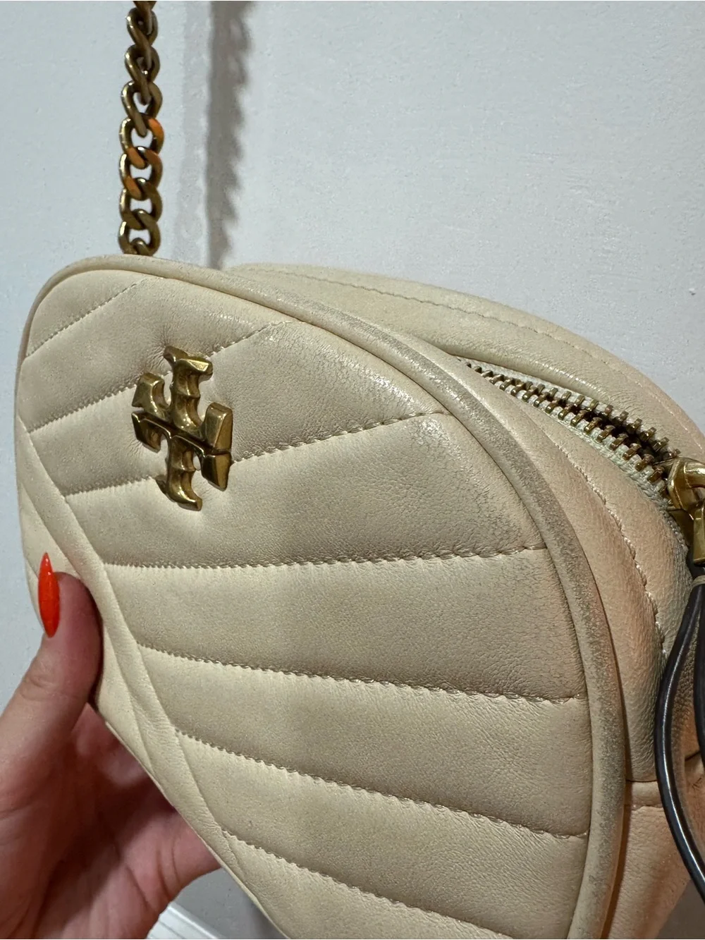Tory Burch KIRA CHEVRON CAMERA BAG Crossbody Gold Chain